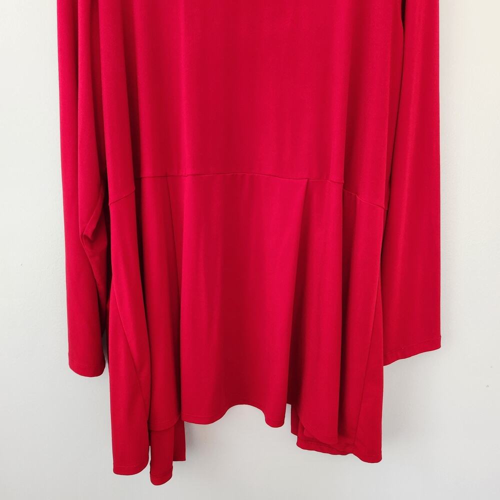 Susan Graver Cardigan Women's 2X Red Open Front Liquid Knit Classic Slinky Layer - Picture 8 of 13